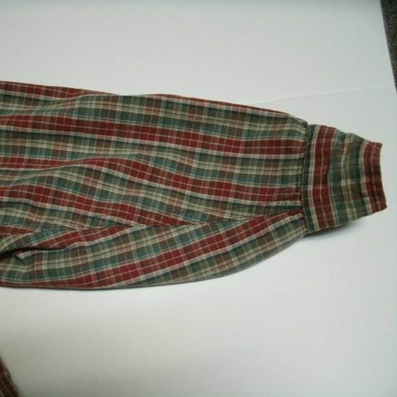 Children's Place Boys Shirt Button Down Red Tan Green Plaid Long Sleeve 5-6 - Picture 7 of 11